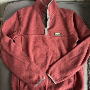 L.L. Bean Men’s Red Zip-Up Fleece with Gray Trim